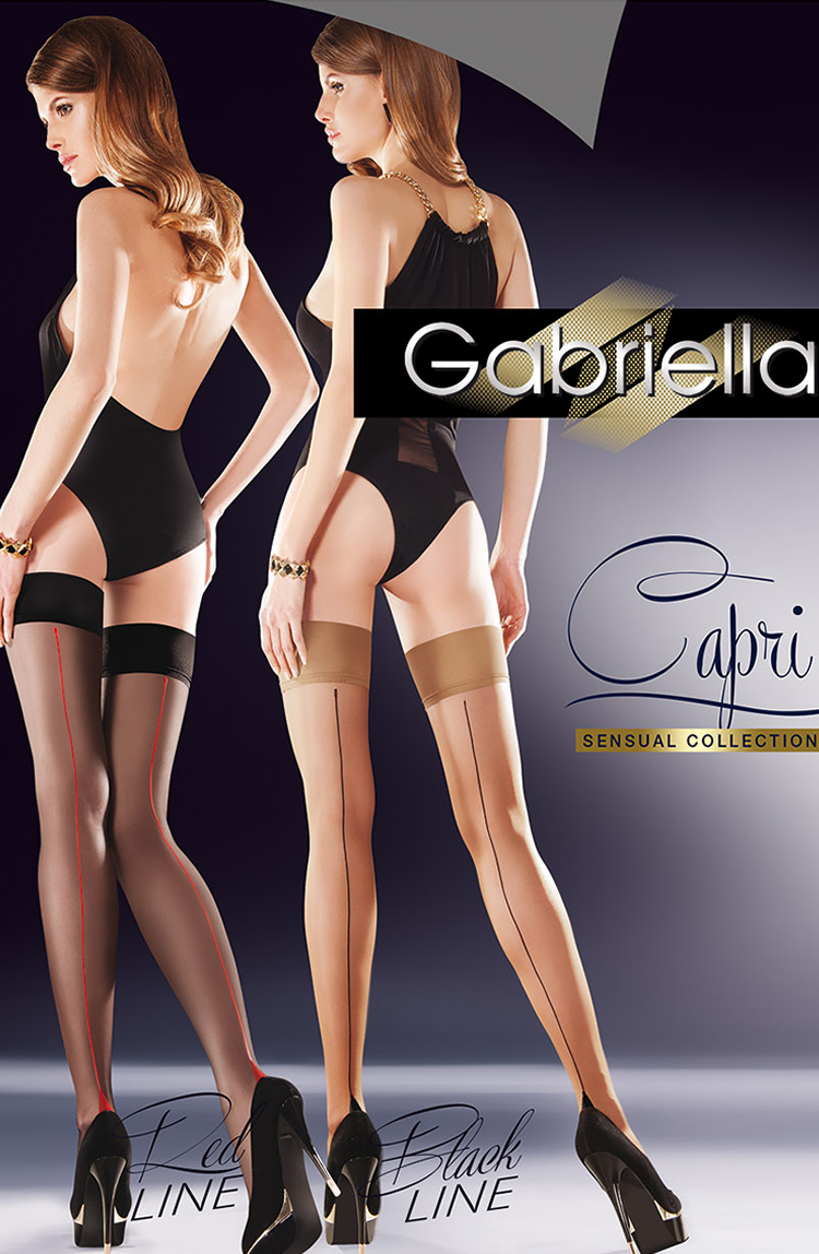Gabriella Sensual Black Hold Ups with Red Line - Image 3